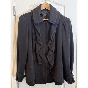 VTG 90s I•N•C International Concepts Ruffled Lapel Black Jacket Size XL ZIPPER